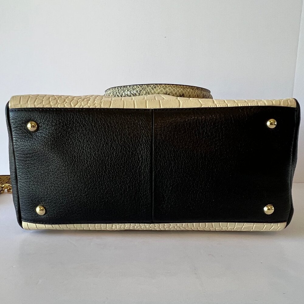 New Marc Fisher Shoulder Bag, Leather, "Kyra" Cream and Black, Snakeskin Print - Picture 14 of 14